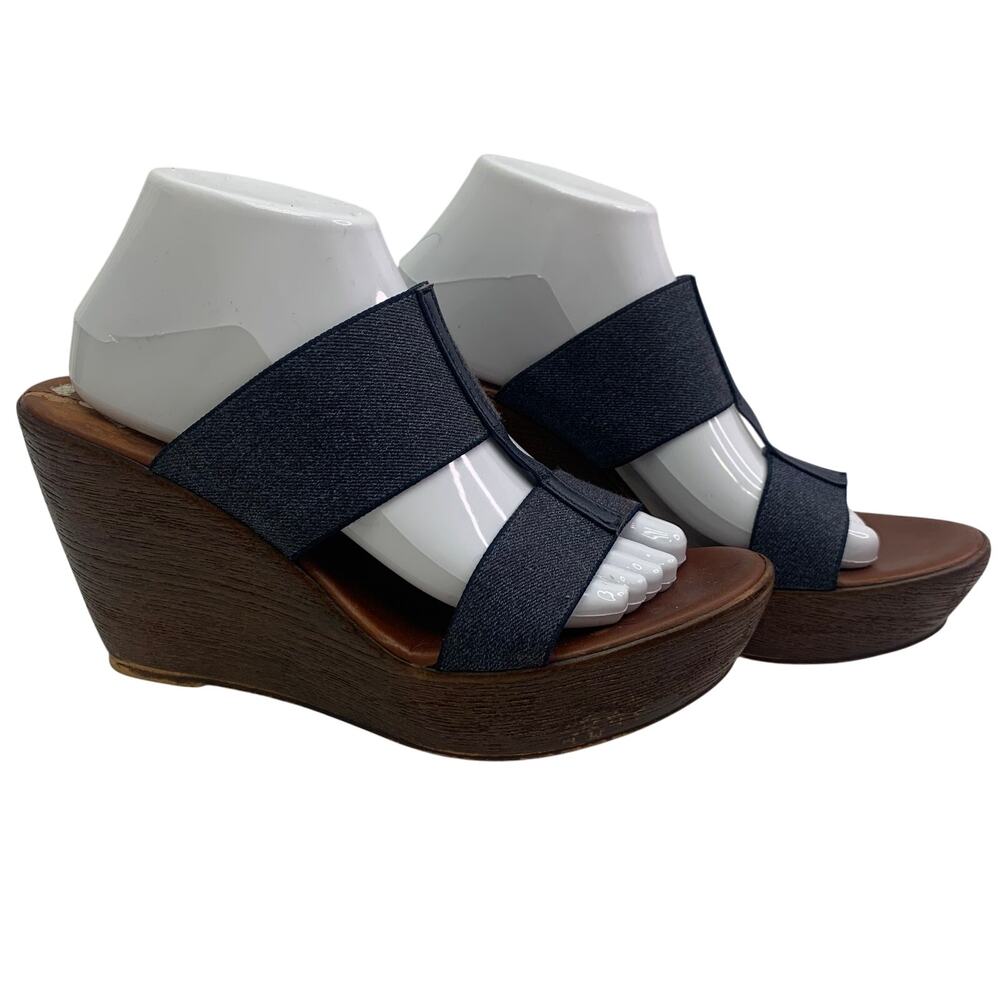Italian Shoemaker Womens Sz 10 Daizy Denim Summer Wedge 3" Jeans Y2K Platform